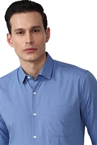 Men Blue Regular Fit Formal Full Sleeves Formal Shirt 4
