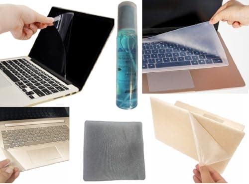 Anjo 6 in 1 Combo Of 14 Inch & 16:10 Display Aspect Ratios Laptop Screen Protector, KeySkin, Body Lamination Trackpad & Lid (Transparent), Mouse Pad & Cleaner