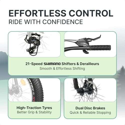 Urban Terrain Rogue Steel Fat Tyre Cycle 26 inch MTB (21 Speed) Gear Bicycle for Men/Boys with Front Suspension & Dual Disc Brake Mountain Bike | Ideal for 13+ Years, Frame Size :18 inch (Black) 3