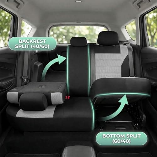 FH Group FB068115 3D Air Mesh Seat Covers Full Set (Airbag & Split Ready), Gray/Color- Fit Most Car, Truck, SUV, or Van 3