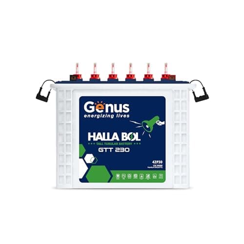 Genus 200AH Inverter Battery by GTT230 Hallabol Tall Tubular with 72-Month Warranty - Best Choice for Big Home, Office & Shops - Recyclable
