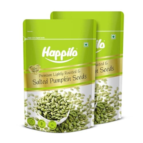 Happilo Premium Lightly Salted & Roasted Pumpkin Seeds 200g (Pack of 2) | Fiber & Protein Rich | Healthy Crunchy Snack | Diet Superfood Seeds