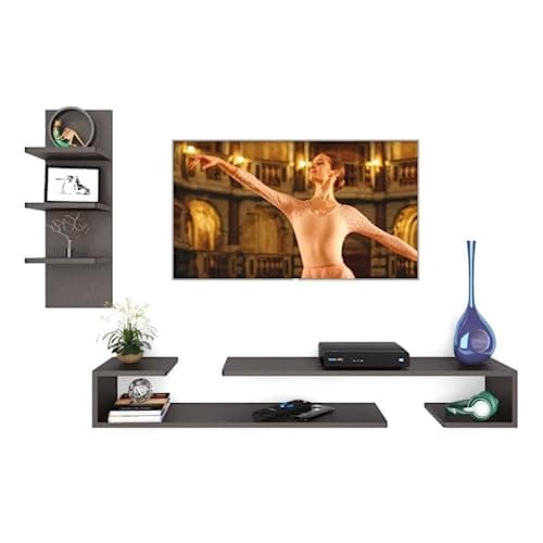 ESTANTERIA Black Stack Engineered Wood TV Entertainment Wall Unit (Standard, Wenge), 20.3 cm, 137.1 cm, 91.9 cm 2