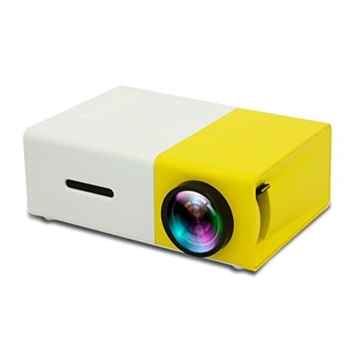 Mini Projector, Portable Pico Full Color LED/LCD Video Projector with HDMI, USB, AV Interfaces and Remote Control, White/Yellow