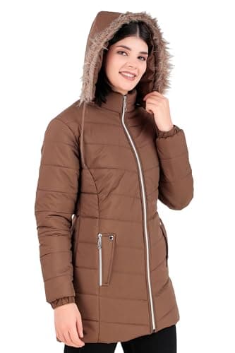 Brazo Latest Long Puffer Full Sleeve Winter Jacket For Women's (IN, Alpha, L, Regular, Coffee) 3