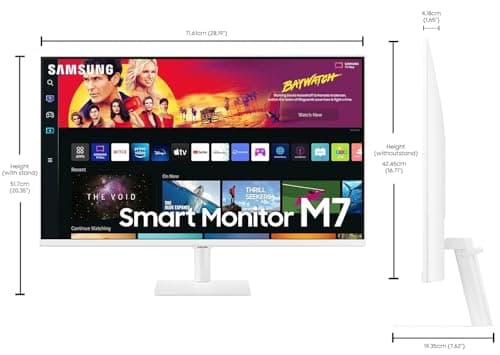 Samsung 32-inch(80cm) M7 4K UHD Smart Monitor, Type-C, Smart TV apps, TV Plus, Office 365, Apple Airplay, Dex, Bluetooth, IOT, Speakers, Remote (LS32BM700UWXXL, Black) 2