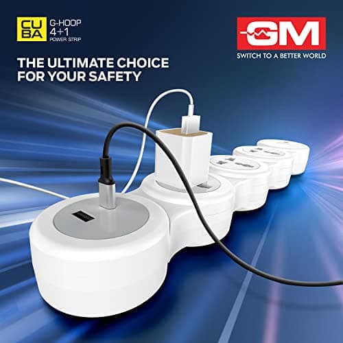 GM G-Hoop 4+1 Multi Plug Extension Board with 2 Metre Cord | Type-C & A USB Port | Smart Spike Guard with Switch, LED Indicator & Safety Shutters | Best for Desk, TV, Office & Charging Station 2