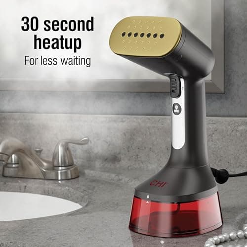 Hamilton Beach Professional Garment Steamer, Steam Iron for Clothes, 1740W Fast Heat Up, Turbo Steam Mode, Detachable Fabric Brush, Large 300ml Water Tank, Ergonomic Handle, Travel Iron, 2m Cord, Red 3