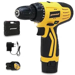 Tomahawk T7384 12V Cordless Drill/Screwdriver | 10mm Keyless Chuck | 2-Speed 350/1350 RPM | Double Battery | LED Light, 28Nm Torque | Ideal for Home, DIY, Wood & Metal Drilling