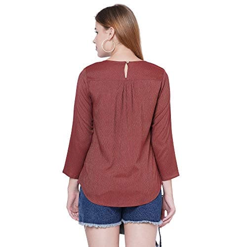 Go.4.it Rayon Pin Stripes Women's Top with Classy Embroidery Cinnamon 5