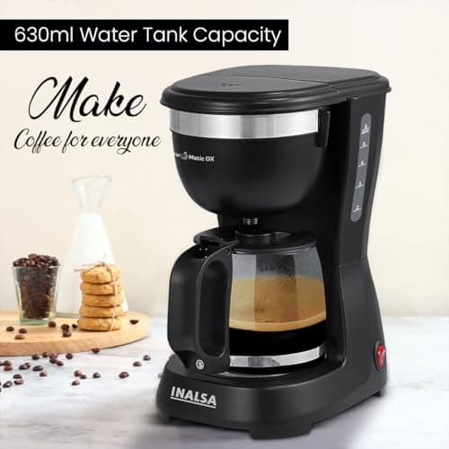 INALSA 6 Cups 650-Watt Coffee Maker with Anti Drip & Keep Warm Function|Overheat Protection|See Through 680 ML Carafe|630 ML Water Tank Capacity|Reusable Coffee Filter(Brew Matic DX) 4