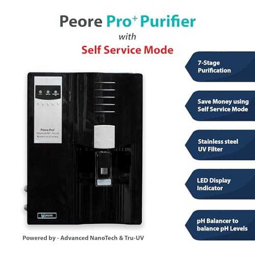 Peore Pro Plus-60 NF + UV Water Purifier | Retains Healthy Minerals and Saves Water | NanoFiltration Better than RO | Self Service Mode | Black (For TDS 300 to 500) 2