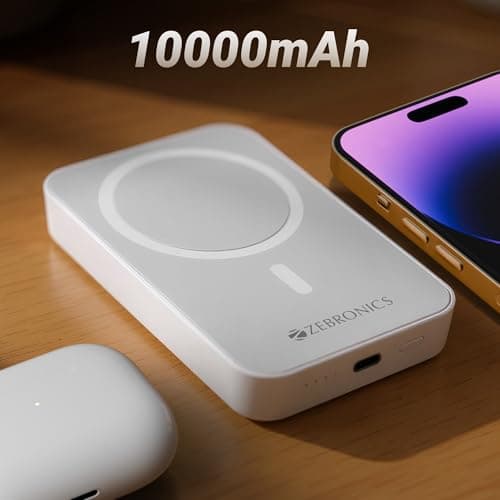 ZEBRONICS MW63 Wireless Power Bank, 10000 mAh, Rapid Charge, Magsafe, Outputs - 20W Wired | 15W Wireless, Type C PD, Built in Protections, LED Indicator, Compatible with iPhone, Made in India 2