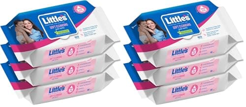 Little's Soft Cleansing Baby Wipes with Lid | 80 Wipes x Pack of 6-240 Wipes | Extra Thick & Moist Wet Wipes for Baby's | Prevents Rashes & Redness with Goodness of Aloe Vera, Vitamin E & Jojoba Oil