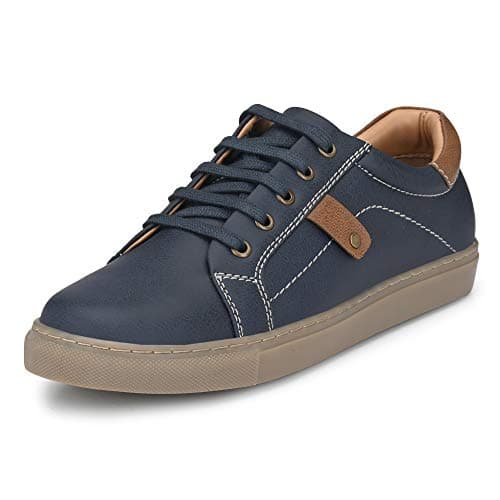 Centrino Casual Sneakers for Men | Stylish Lace-Up Sneakers with Cushioned Insole | Comfortable Walking Shoes with Rounded Front & Anti-Skid Sole (4457) Navy