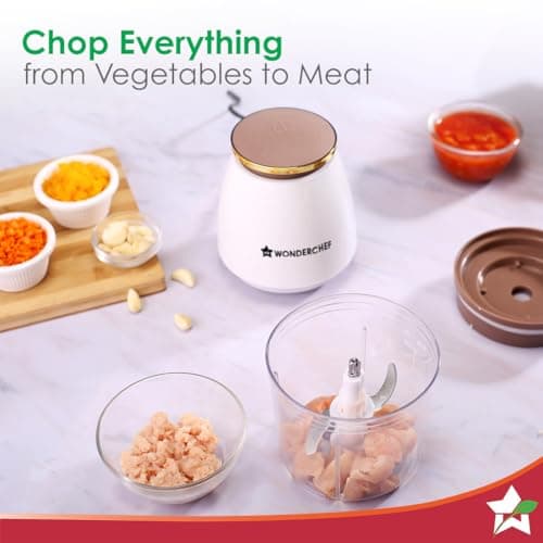 Wonderchef Nutri-chop Pearl Electric Chopper | 4 Sharp Stainless Steel Blades | 700ml | 350W | Chop and Mince Vegetables, Meat, Blends Dips | Low Noise | Light-weight | 2-Year Warranty 3