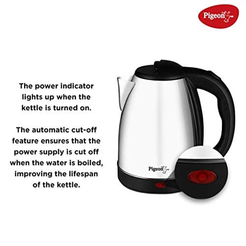 Pigeon By Stovekraft Amaze Plus 1.5 Litre Electric Kettle, Black By Stovekraft Kessel 1.2-Litre Multi-Purpose Kettle (Silver) 600 Watts, Black 4
