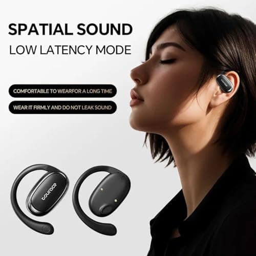 TOURACE True Wireless Stereo Bluetooth 5.4 Earbuds | Open-Ear Design | ENC Noise Reduction | LED Power Display | 40H Long Battery | Type-C Fast Charging [S718, Black ] 2