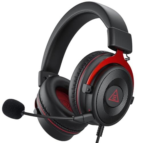 EKSA E900 Wired Stereo Gaming Headset-Over Ear Headphones with Noise Canceling Mic - Red