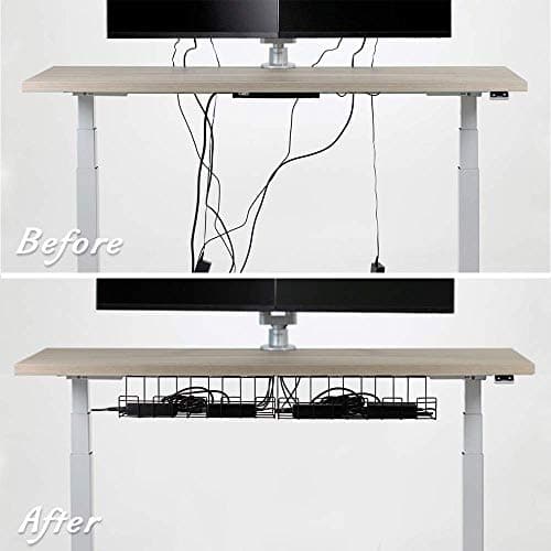 INDIAN DECOR. 21590 Under Desk Cable Management Tray, 16 inches Under Desk Cable Organizer for Wire Management, Metal Wire Cable Tray for Desks, Offices, and Kitchens (Black) 2