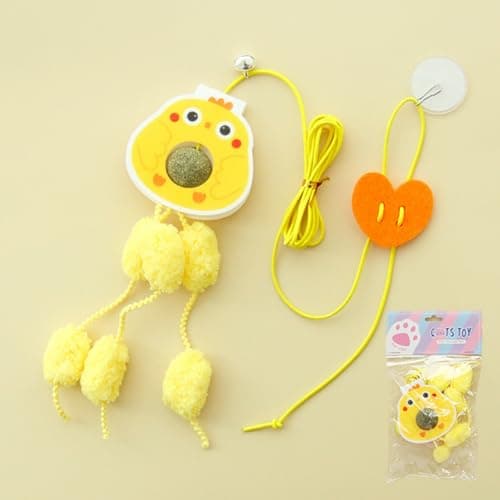 Sunkizzrs® Hanging Swing Catnip Toy - Interactive Cat Teaser Toy - Elastic Rope Design Cats Rotatable Edible Mint Natural Healthy Teeth Cleaning Chew Claw Toy for Cat/Kitten (Chicken)