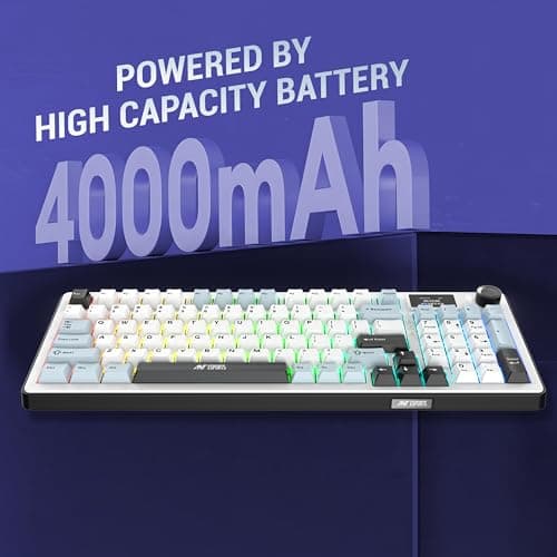 Ant Esports Apex 300 Tri-Mode (2.4GHz-BT-Wired) 5Layer Gasket Mount Mechanical Keyboard, 95Key Anti-Ghosting + Knob, OLED Display, RGB, KTT Hot-Swap Switches,1000Hz Polling, 4000mAh for PC Mac Laptops 5