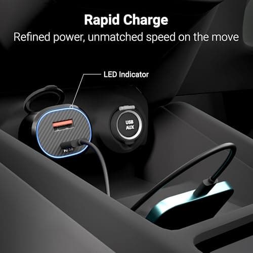 Zebronics 52 Watts Car Charger, Dual Output - USB (22W),Type C (30W), Included 1m Type-C 60W Cable, Rapid Charge, PPS Tech, Compact Design, for Smartphones, iPhones, Tablets, Earbuds (CC52) 4