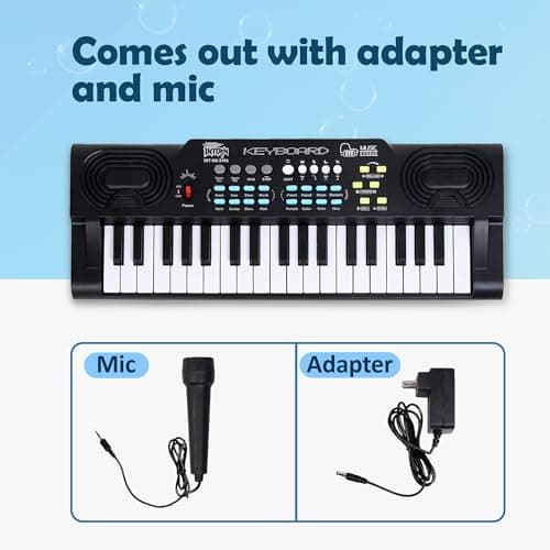 INTERN Digital Electronic Piano Keyboard | LED Display, Mic & Adapter | Music Keyboard for Kids & Beginners with 8 Rhythms, 8 Tones, 22 Demo Songs & 4 Percussions Sounds. (3701-KB) 6