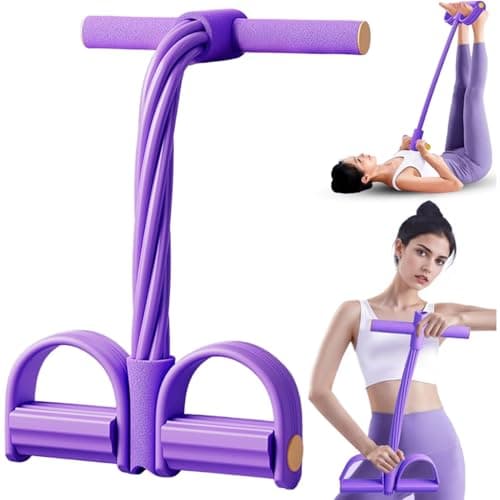 QZEMEL 4 Tube Pedal Resistance Band for Exercise, Fitness Pull Rope Tummy Trimmer for Home Workout, Yoga & Strength Training Equipment for Men and Women – Elastic Sit Up Bar Body Toner