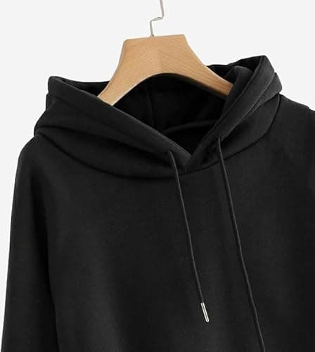 VANCHER Black Solid Hooded Cotton Fleece Sweatshirt for Men – 350 GSM Winter Hoodie, Warm & Lightweight Regular Fit Pullover, Long Sleeve Casual Wear (in, Alpha, M, Regular) 3