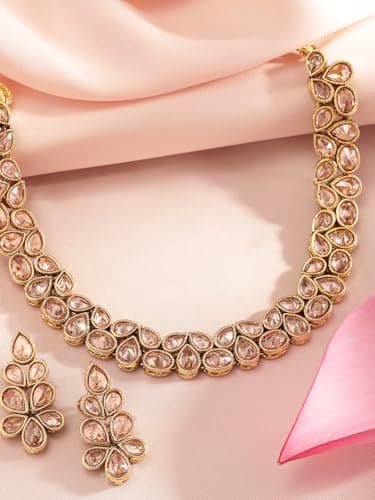 Rubans Kundan Choker Necklace Set with Stud Earrings Traditional Gold Tone Ethnic Wedding Jewellery for Women 4