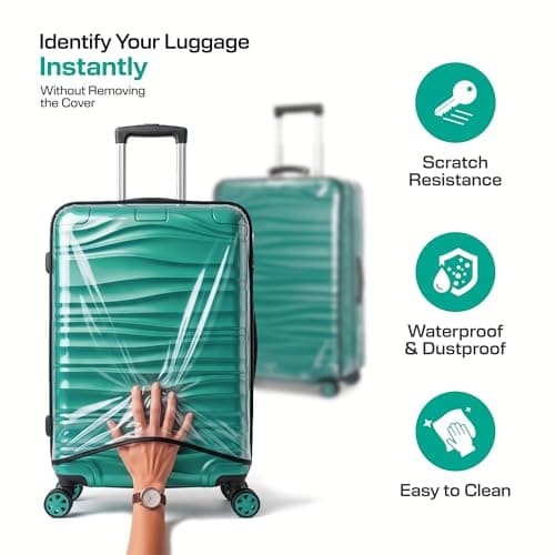 MUTMAIN Trolley Bag Cover Small Size 20 Inch (55 cm) | Transparent Suitcase Cover Water & Dust Proof Anti-Scratch Luggage Bag Protector | Clear Travel Trolley, Suitcase & Luggage Bag Cover 5