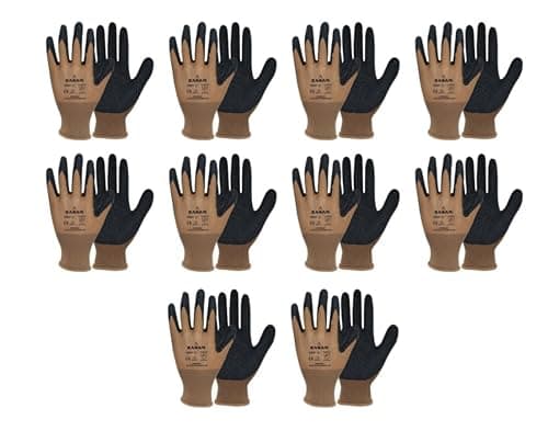 Karam HS02 Latex Coated Safety Work Gloves | Excellent Grip in Dry & Wet Conditions | Durable & Comfortable Glove with High Dexterity | Abrasion & Tear Resistant Hand Gloves | Size-M | Pack of 10