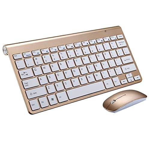 Club Bollywood®Mini Flat Quiet Wireless Keyboard Mouse Combo Golden|Computers/Tablets & Networking | Keyboards Mice & Pointers |1x Slim Wireless Keyboard 4
