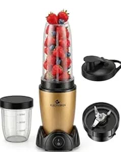 Electrofox Blendo+ 2 Jar Bullet Nutri 750 W Juicer Mixer Grinder For Smoothies, Juice and Protein Shake (2 Jar Nutri Blender | 2 Jars | Golden) 2 Year Warranty