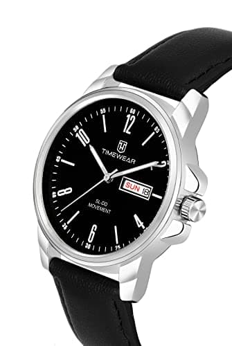 TIMEWEAR Analog New Track Black Dial Day Date Functioning Black Leather Strap Watch for Men 4
