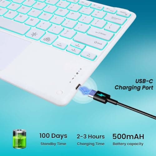 TECPHILE Keyboard Case for Lenovo Tab P11 (2nd Gen) 11.5" 2023 (TB350FU) Folio Cover with Keyboard, Touchpad, Backlit, Multi-Angle, Detachable Wireless Keyboard (Blue) 4