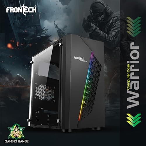 Frontech Warrior Gaming Computer Cabinet | Mid-Tower PC Case | Acrylic Side Panel | Front LED Strips | 1 Pre-Installed RGB Fan | USB 3.0 | ATX & M-ATX Support (FT-4345) 2