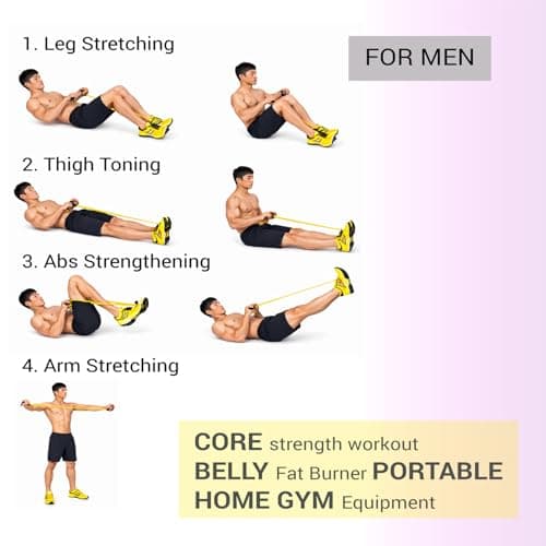 QUIWY Ab Force Pro Tummy Trimmer for Men & Women – 4 Latex Rubber Tube Bands Ab Exerciser with Foot Pedal, Resistance Band Stomach Workout Equipment for Home Gym, Belly Fat Burner Fitness Tool 5