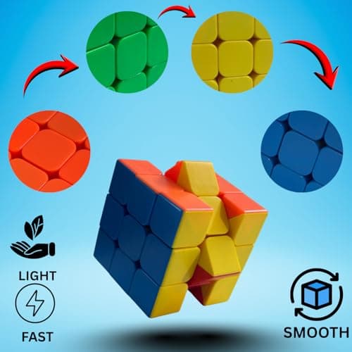 Premium 3x3 Cube – Smooth Rotation Speed Cube Puzzle Toy for Kids & Adults | Stickerless High-Speed Magic Cube | Brain Teaser & Stress Relief 4