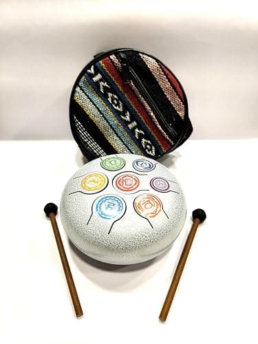 6" White Happy Drum New Tongue Drum Hapi Drum Small Instruments for Musical Education Meditation Yoga Gift for Percussion Beginner By Devotional Ind