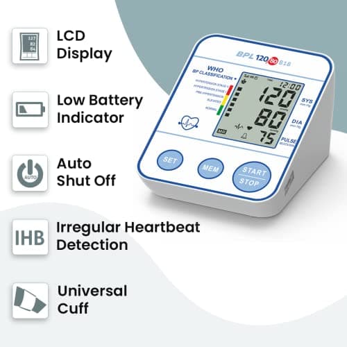 BPL Medical Technologies 120/80 B18 Digital Blood Pressure Monitor with USB Compatibility Automatic 5