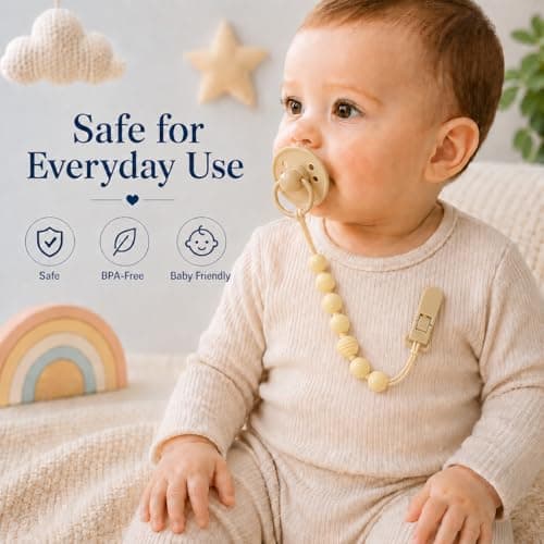 Artibetter Silicone Pacifier Clip Chain Set (2 Pcs) | BPA-Free Safe Baby Soother Holder with Strong Clip | Anti-Drop Pacifier Strap for Infants & Toddlers | Travel-Friendly Baby Accessory 5