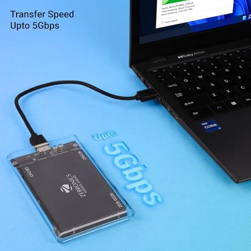 Zebronics 2.5" SSD/HDD Enclosure, Max. 4TB Storage, Upto 5Gbps Transfer Speed, Tool-Free Slide Design, USB to Micro B Connector, Windows, Mac, Linux Support, Transparent Case (CSH101) 5