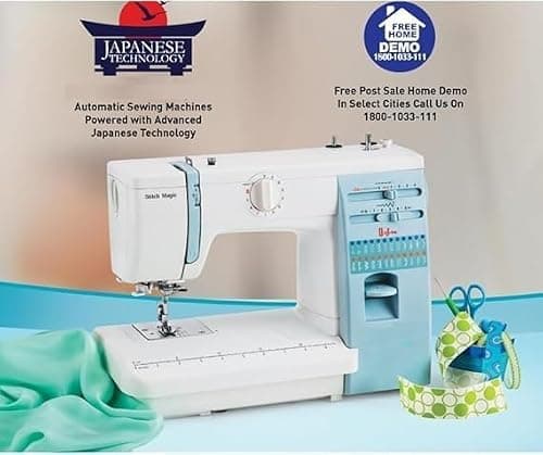 Automatic Stitch Magic Sewing Machine with 57 Stitch Function(White And Blue) 4