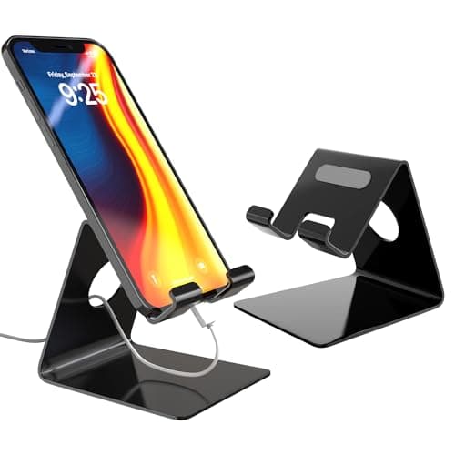 amazon basics Desktop Mobile Stand Phone Mount Tabletop Holder for Phones and Tablets - Black 2