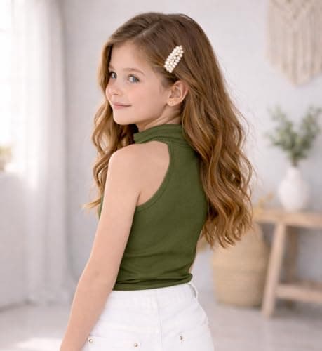 Ninas Baby Girls Solid Cotton Blend Dress Style T Shirt Top (4-5 Years, Green) 3