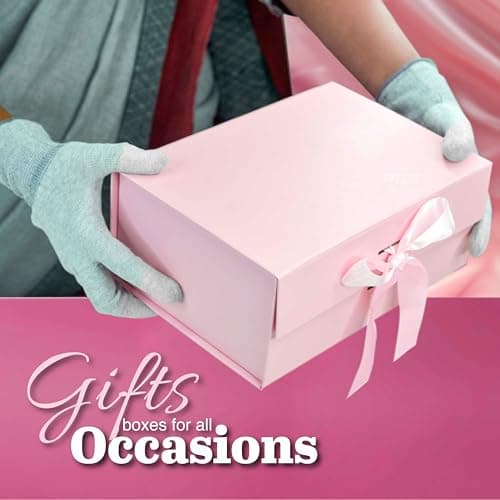 RBS® - Foldable Gift Box with Ribbon 23 x 16 x 10cm Gift Box for Packing (1 Pack) Multi-Purpose Gift Boxes for Presents Decorative Hamper Box Return Gift Boxes for Packaging (Pink - S) 5