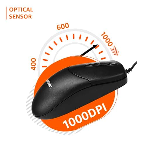 amazon basics Wired Mouse | 1000 DPI Optical Sensor | Plug and Play | Compatible with PC, Laptop (Black) 2