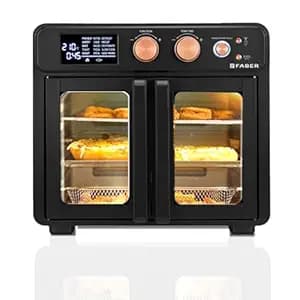 Faber Air Fryer Oven 25L, Digital Control, Bake Tray, SS Wire Tray&Basket, Crumb Tray, Rotisserie Kit|15 Preset Auto Program|Roast,Fry,Toast,Defrost|Convection Function|FAO 25L 15F BK|1700 W Black